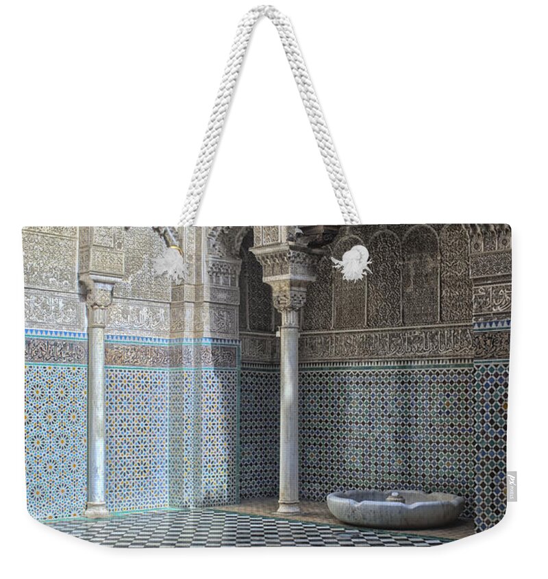 Africa Weekender Tote Bag featuring the photograph Misbahiya medersa in Fez by Patricia Hofmeester