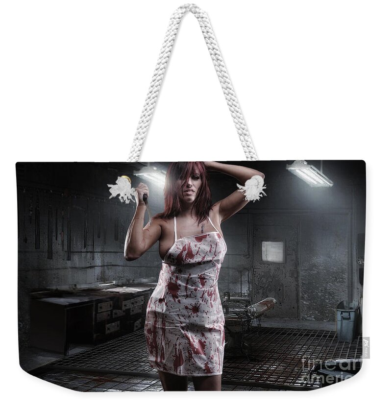 Yhun Suarez Weekender Tote Bag featuring the photograph Miss Mutilator by Yhun Suarez