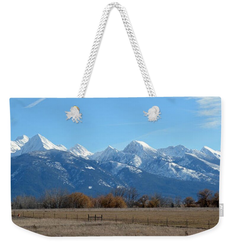 Mountains Weekender Tote Bag featuring the photograph Mission Mountain 2 by Whispering Peaks Photography