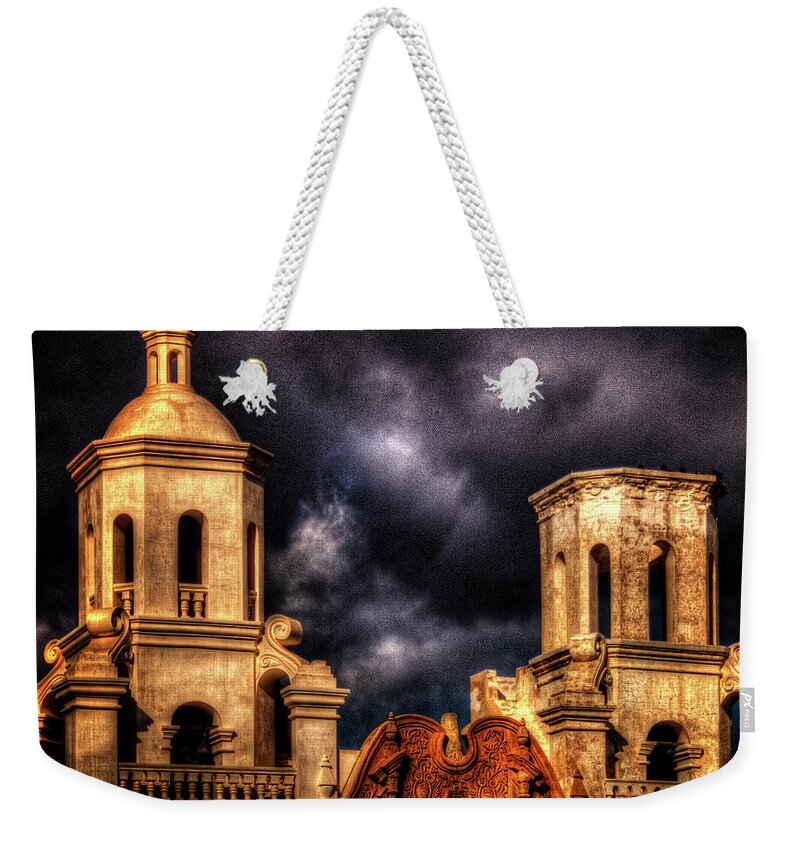 Arizona Weekender Tote Bag featuring the photograph Mission San Xavier del Bac by Roger Passman