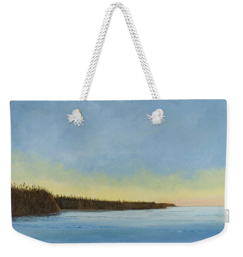 Gulf Of Mexico Weekender Tote Bag featuring the painting Mississippi River Delta at Dawn by Paul Gaj