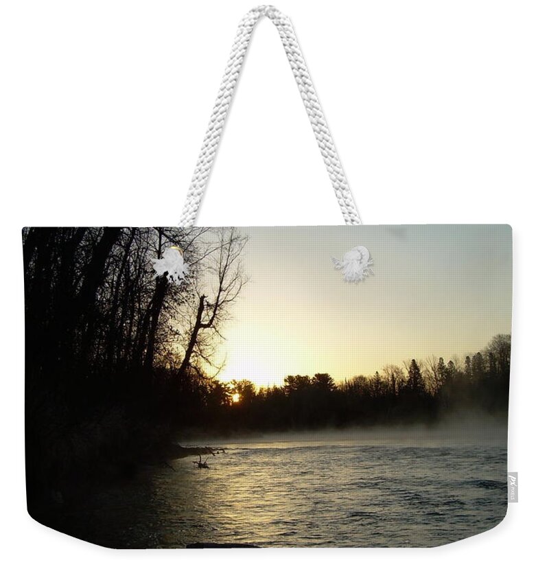 Mississippi River Weekender Tote Bag featuring the photograph Mississippi river Sunrise shadow by Kent Lorentzen