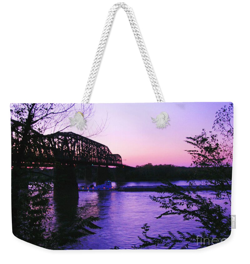 Sunset Weekender Tote Bag featuring the photograph Mississippi River Sunset at Memphis by Lizi Beard-Ward
