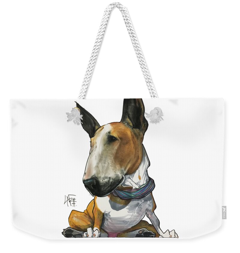 Pet Portrait Weekender Tote Bag featuring the drawing Missy Minuto 3190 by John LaFree