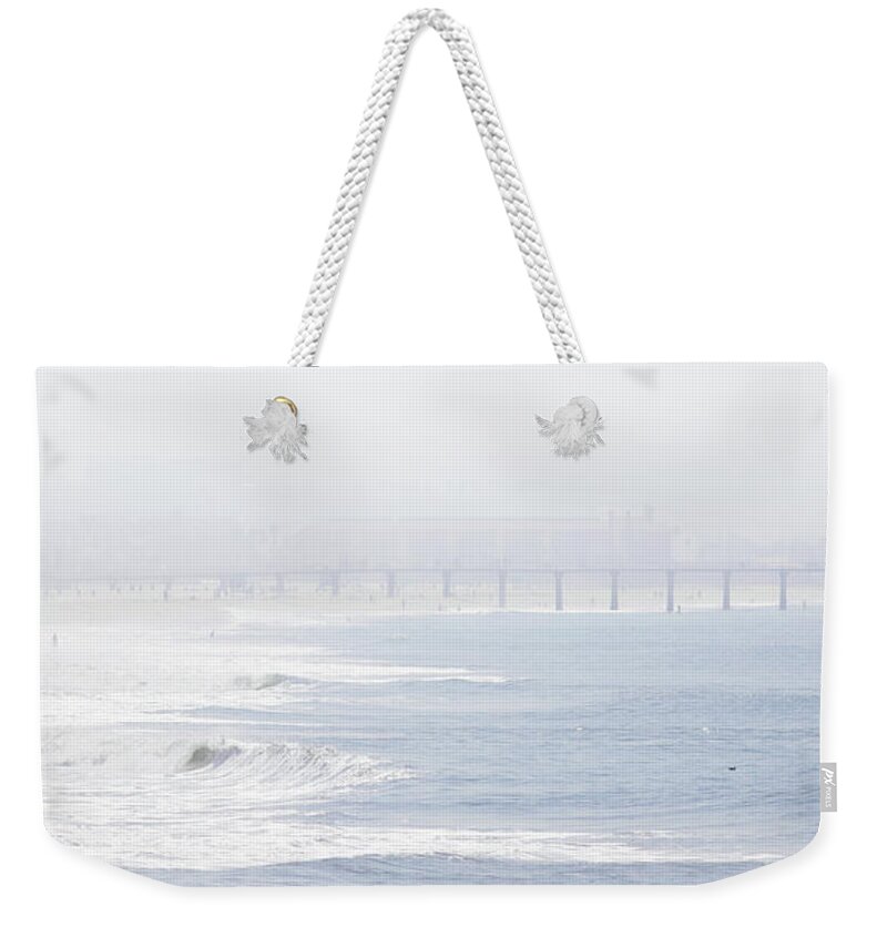 Misty Weekender Tote Bag featuring the photograph Misty beach morning by Nicholas Burningham