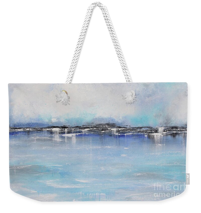Abstract Weekender Tote Bag featuring the painting Misty Blue-A by Jean Plout