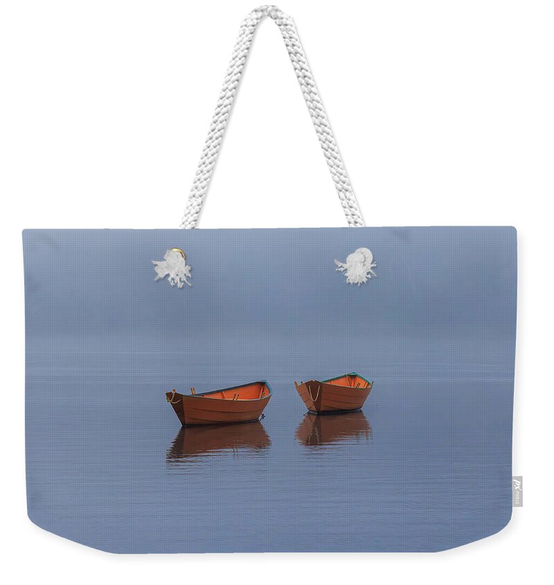 Boat Weekender Tote Bag featuring the photograph Misty Morning by Rob Davies