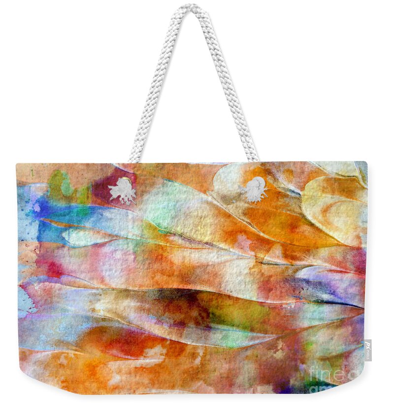 Abstract Weekender Tote Bag featuring the painting Mixed Media Abstract B31015 by Mas Art Studio