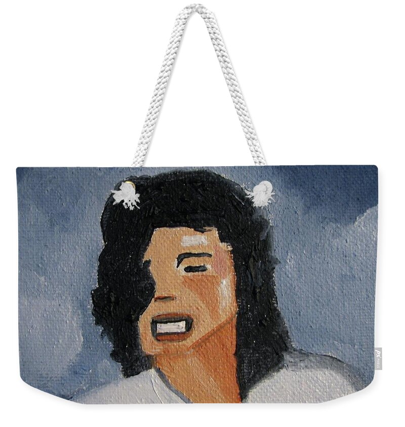 Michael Jackson Weekender Tote Bag featuring the painting MJ one of five number two by Patricia Arroyo