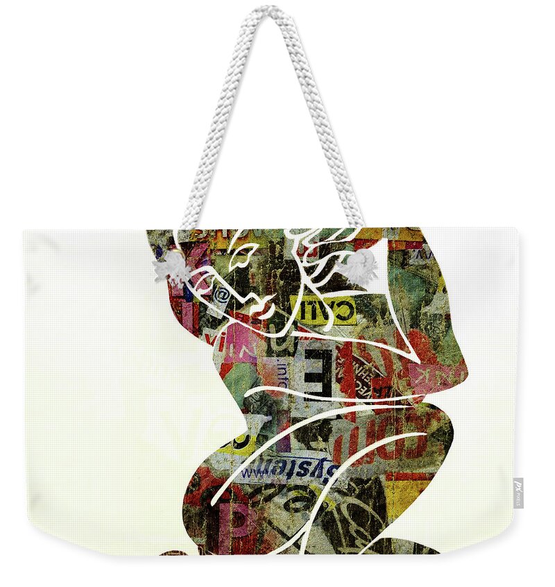 Muscle Weekender Tote Bag featuring the painting Modern Graffiti Girl Print Abstract Painting Art by Robert Erod by Robert R Splashy Art Abstract Paintings