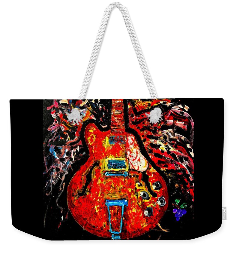 Guitar Weekender Tote Bag featuring the painting Modern vintage guitar by Neal Barbosa