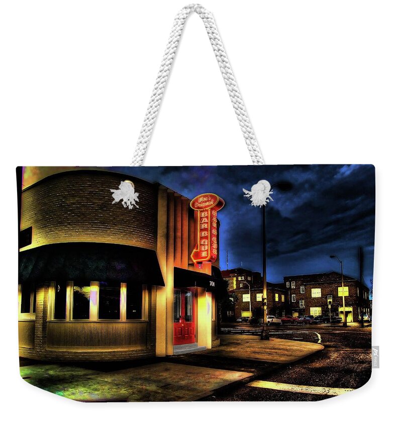 Mobile Weekender Tote Bag featuring the photograph Moe's BBQ Mobile AL by Michael Thomas