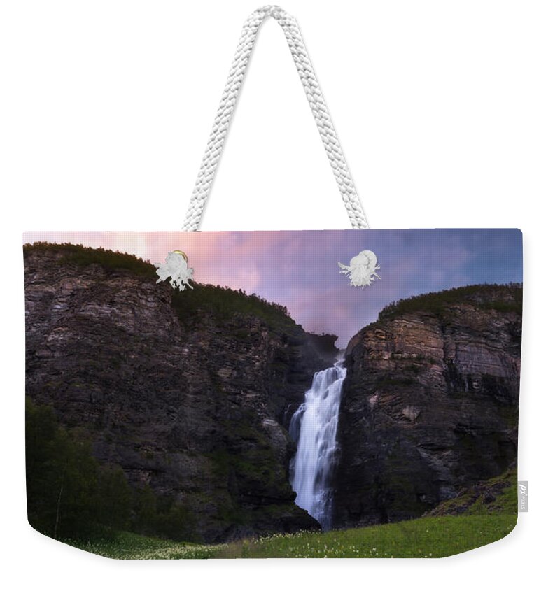 Waterfall Weekender Tote Bag featuring the photograph Mollisfossen by Tor-Ivar Naess