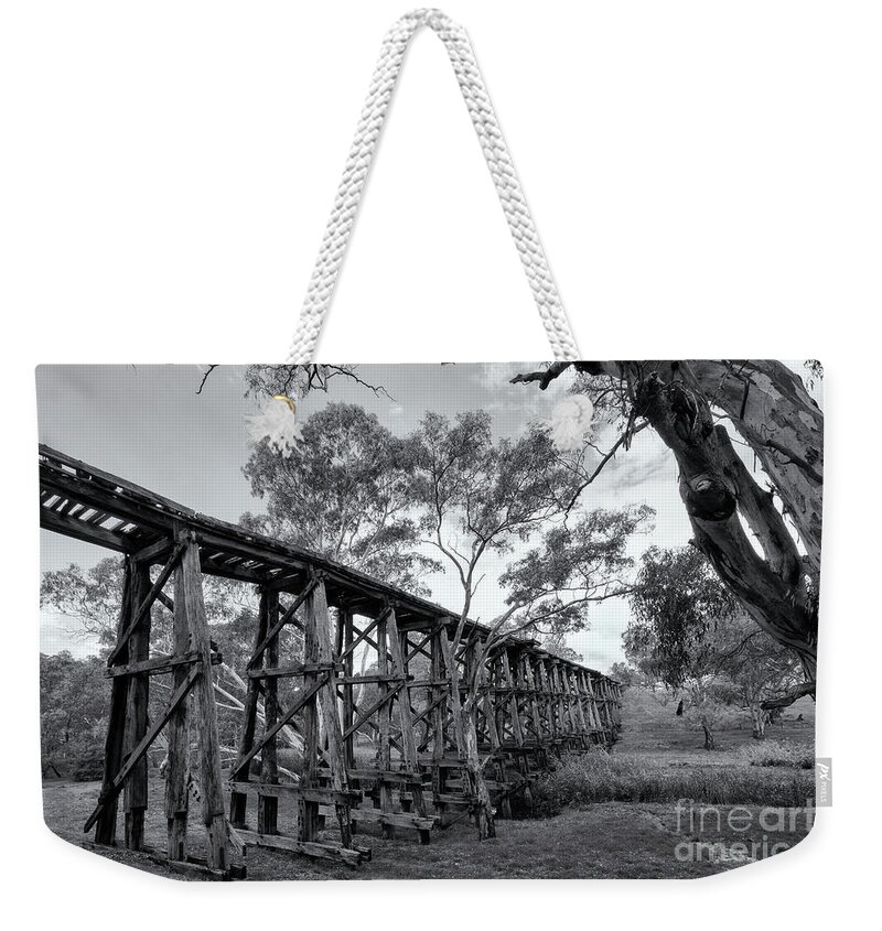 Bridge Weekender Tote Bag featuring the photograph Mollisons Creek Trestle Bridge by Linda Lees