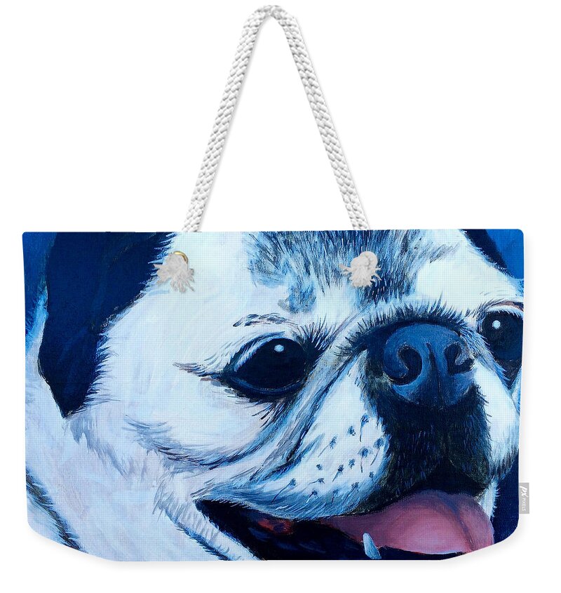 Art Weekender Tote Bag featuring the painting Molly The Pug by Dustin Miller