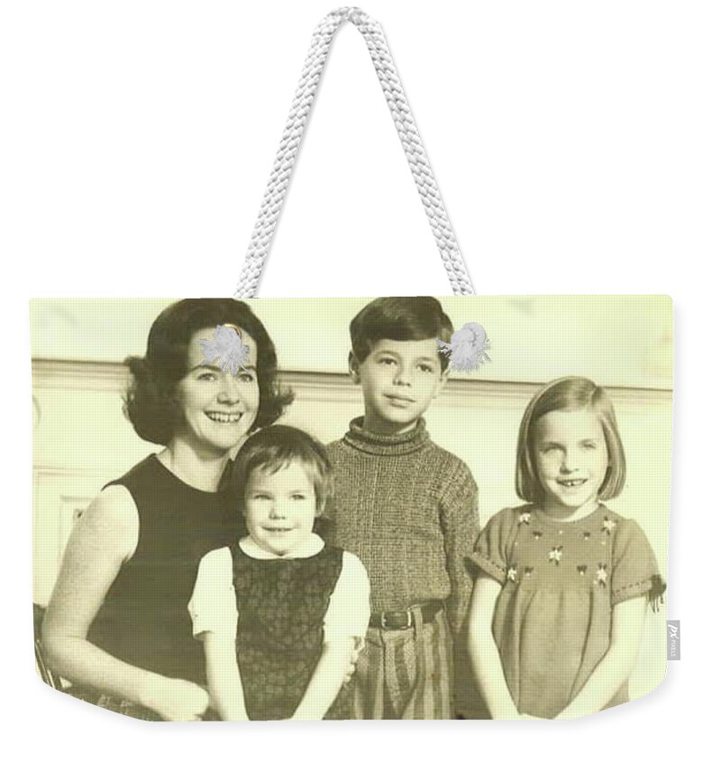  Weekender Tote Bag featuring the digital art Mom, Sisters and I - ca 1971 by David Bridburg