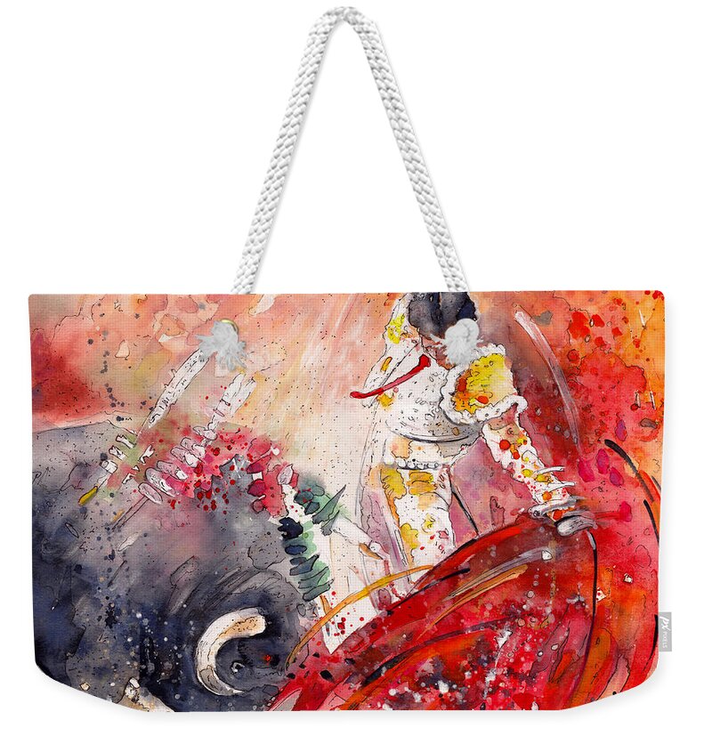 Animals Weekender Tote Bag featuring the painting Moment Of Truth by Miki De Goodaboom