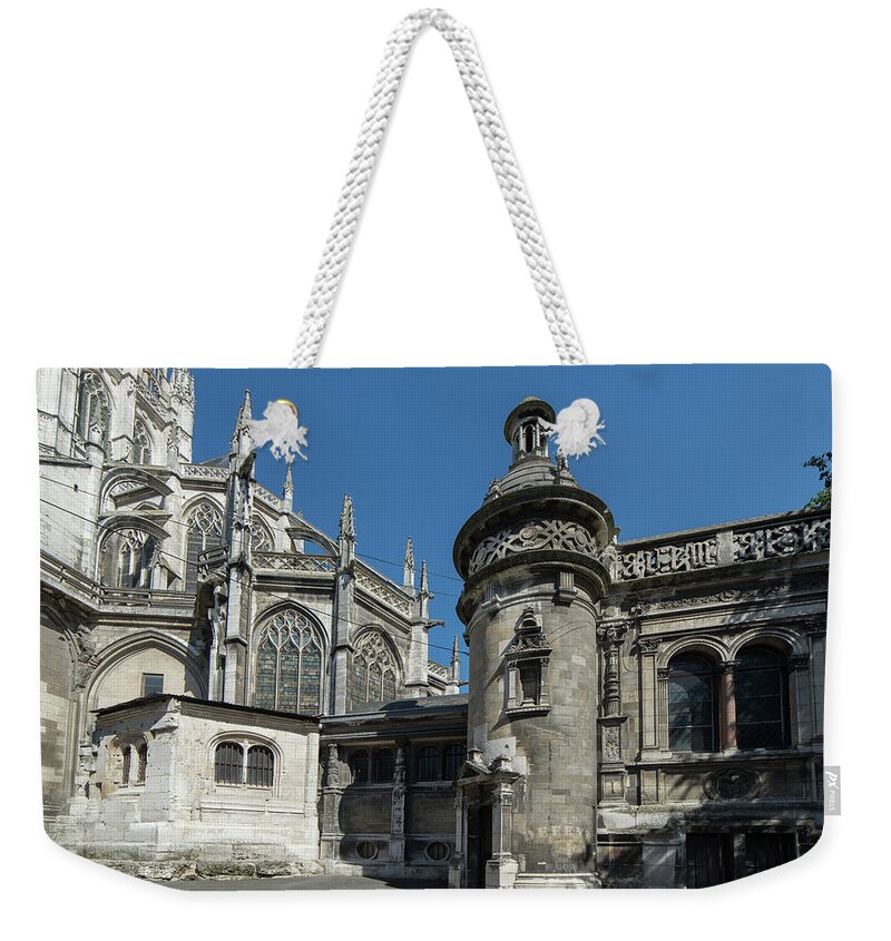 Europe Weekender Tote Bag featuring the digital art Monastery of Saint Ouen in Rouen France by Carol Ailles