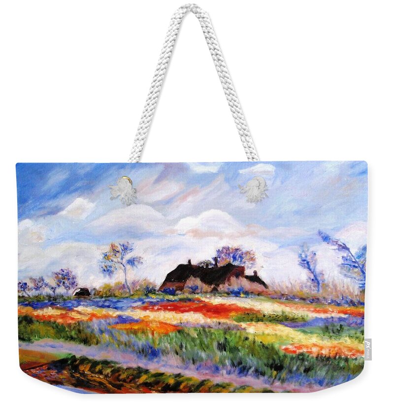 Monet Weekender Tote Bag featuring the painting Monet's Tulips by Jamie Frier