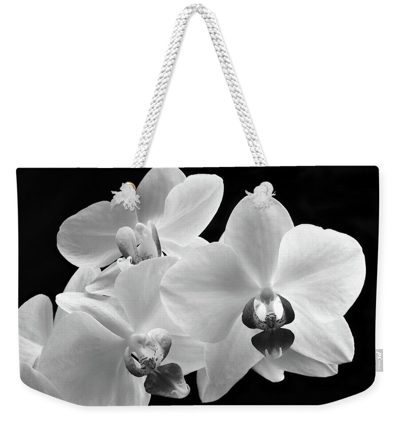 Orchid Weekender Tote Bag featuring the photograph Monochrome Orchid by Terence Davis