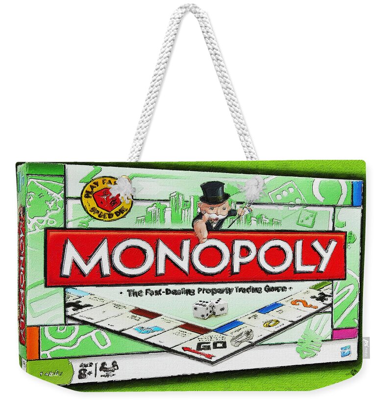 Monopoly Weekender Tote Bag featuring the painting Monopoly Board Game Painting by Tony Rubino