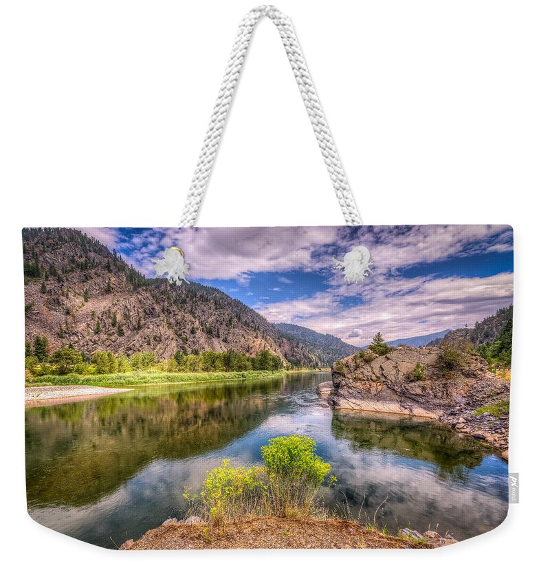 Montana Weekender Tote Bag featuring the photograph Montana River Peace by Spencer McDonald