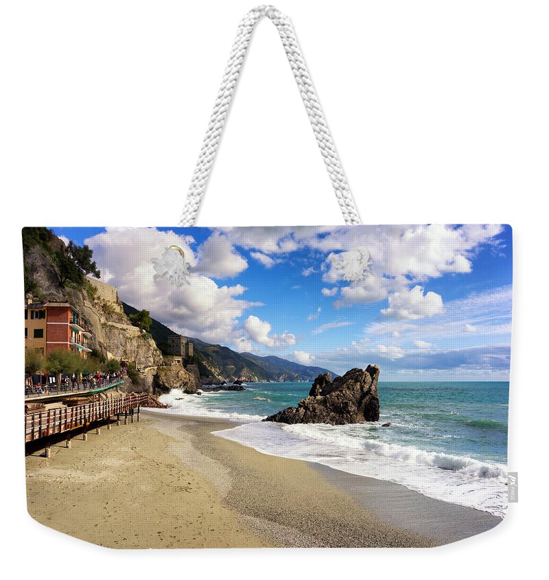 Seaside Weekender Tote Bag featuring the photograph Monterosso al Mare by Weir Here And There