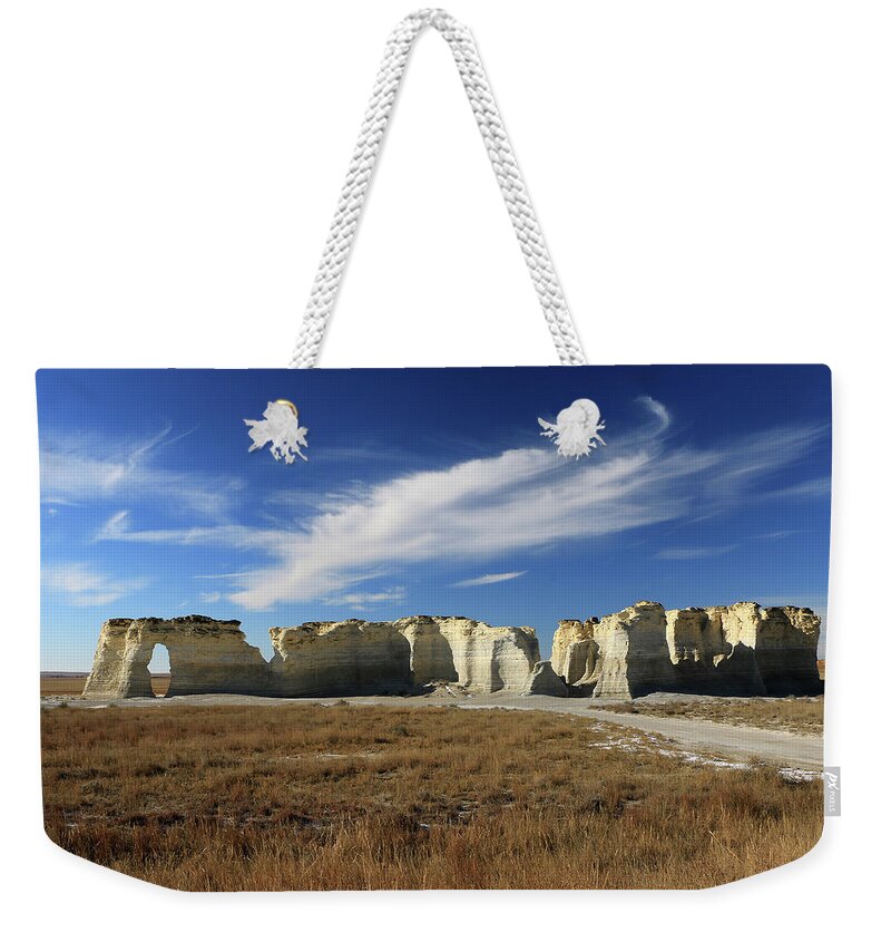 Monument Rocks Weekender Tote Bag featuring the photograph Monument Rock Afternoon by Christopher McKenzie