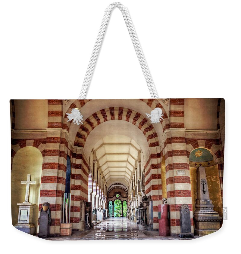 Cemetery Weekender Tote Bag featuring the photograph Monumental Cemetery in Milan Italy by Carol Japp