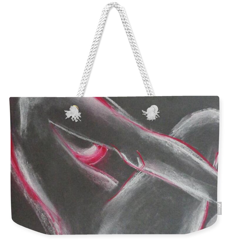Black And Red Weekender Tote Bag featuring the painting Mood 2 - Female Nude by Carmen Tyrrell