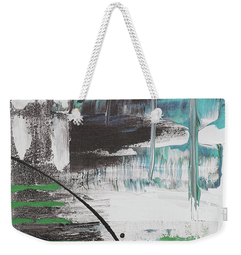 Abstract Weekender Tote Bag featuring the painting Moody Blues Abstract-B by Jean Plout