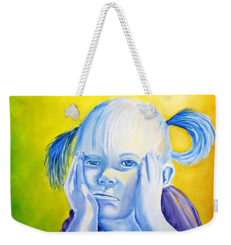 Child Weekender Tote Bag featuring the painting Moody Blues by Carol Allen Anfinsen