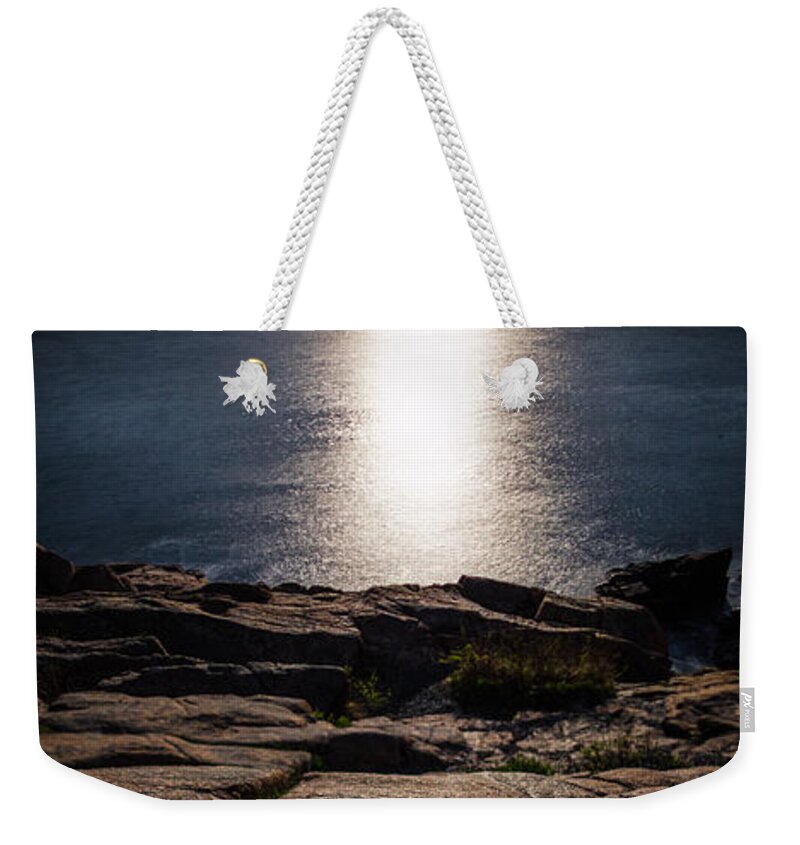 Night Weekender Tote Bag featuring the photograph Moon Over Acadia Shores by Brent L Ander