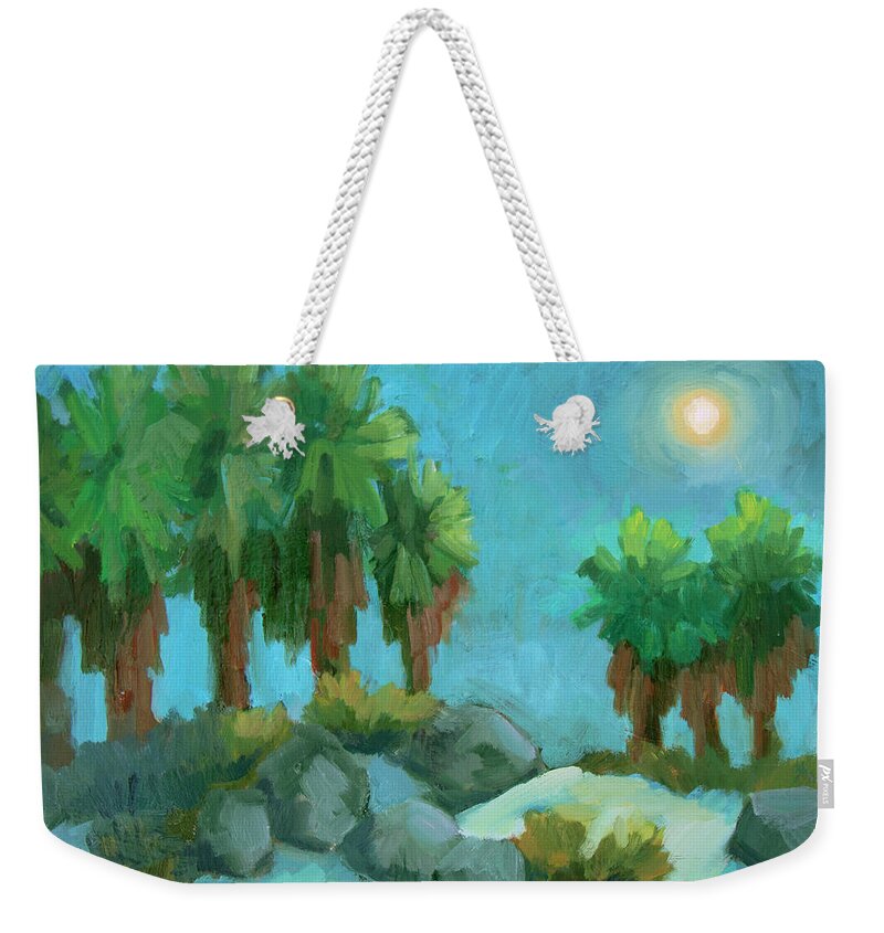 Indian Canyons Weekender Tote Bag featuring the painting Moon Shadows Indian Canyon by Diane McClary