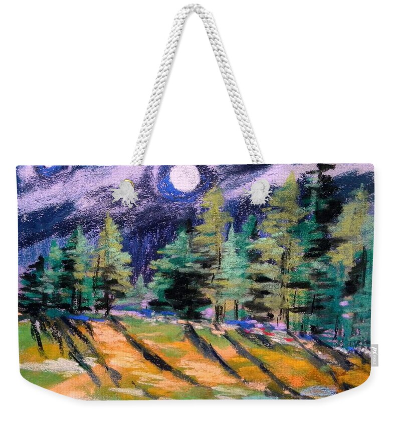 Moon Weekender Tote Bag featuring the painting Moon with Venus by John Williams