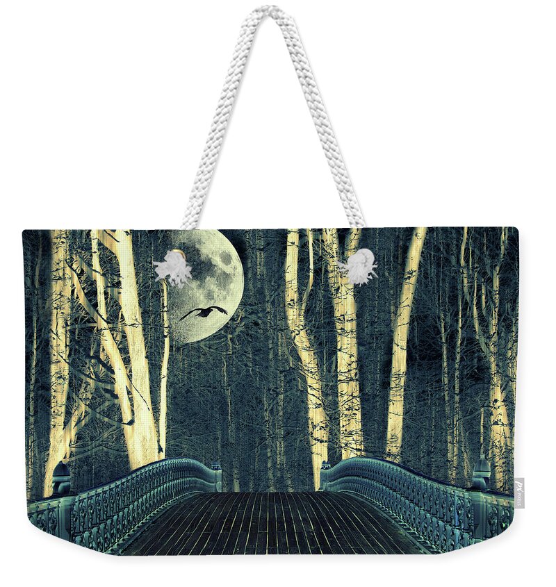 Bridge Weekender Tote Bag featuring the photograph Moonlight Birch by Jessica Jenney