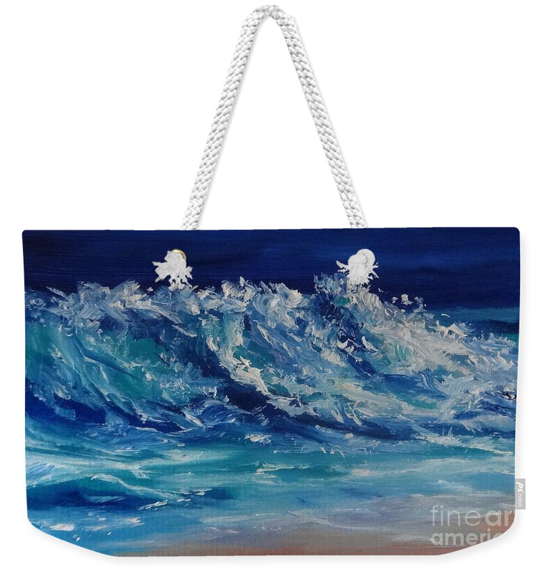 Surf Weekender Tote Bag featuring the painting Moonlit by Fred Wilson