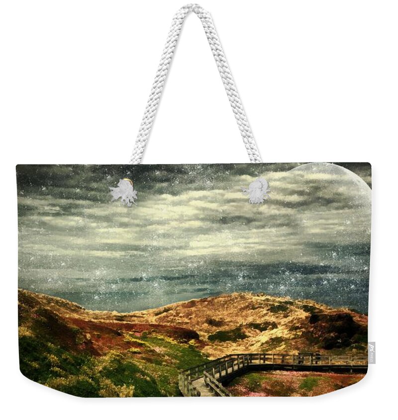 Landscape Weekender Tote Bag featuring the painting Moonlit Mile by RC DeWinter