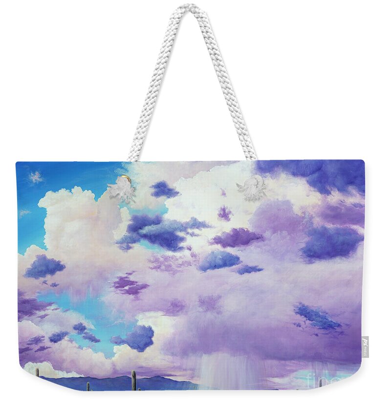 Rainstorm Weekender Tote Bag featuring the painting Moonsoon Beauty by Elisabeth Sullivan
