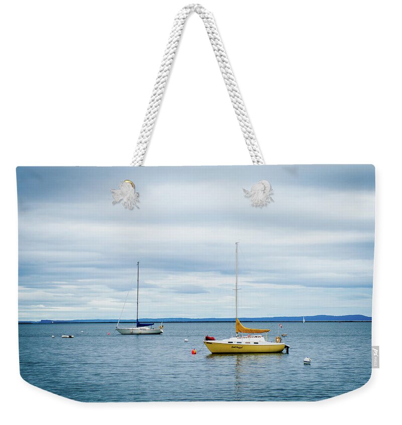 Mooring Weekender Tote Bag featuring the photograph Moored Sailboats by Rich S