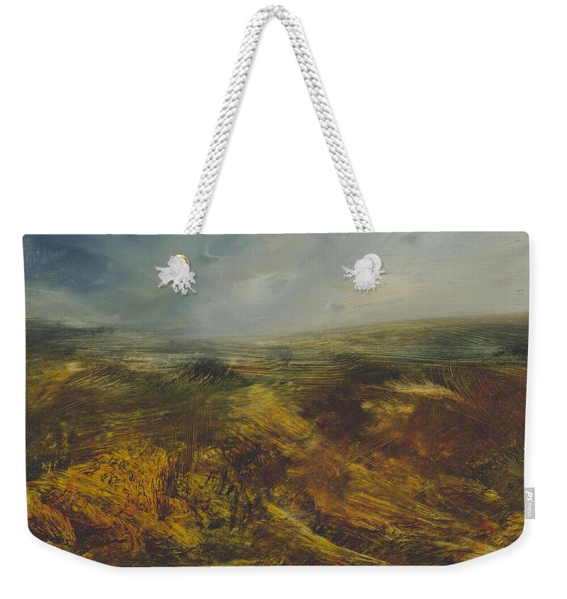 Moorland Weekender Tote Bag featuring the painting Moorland 71 by David Ladmore