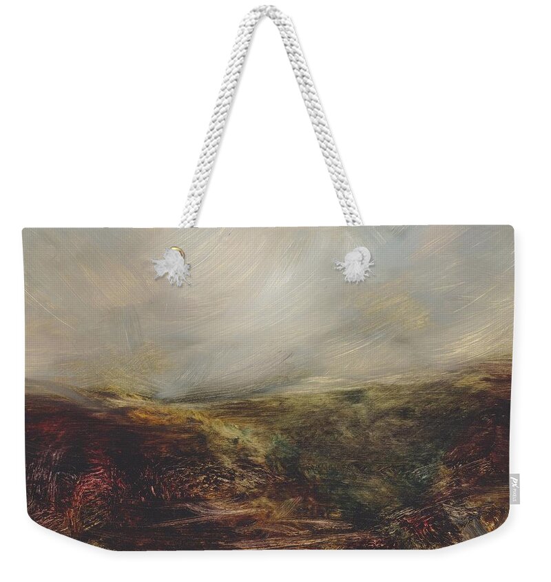 Moorland Weekender Tote Bag featuring the painting Moorland 76 by David Ladmore