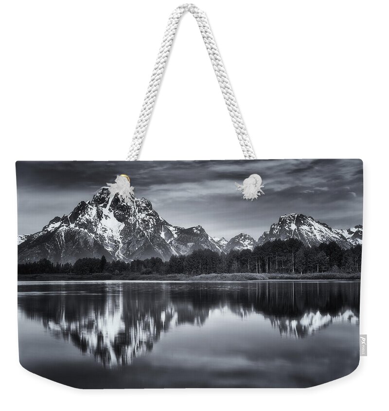 Mount Moran Weekender Tote Bag featuring the photograph Moran in Monochrome by Darren White