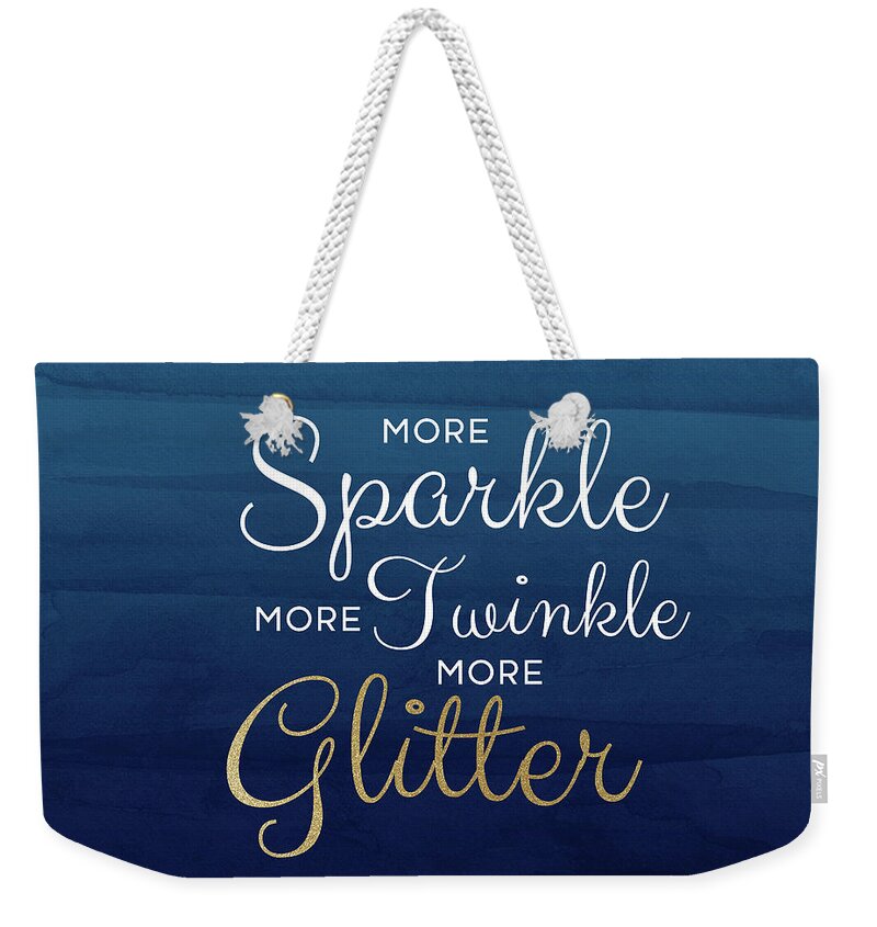 Sparkle Weekender Tote Bag featuring the mixed media More Sparkle Blue- Art by Linda Woods by Linda Woods