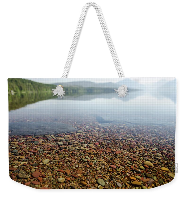 Glacier Weekender Tote Bag featuring the photograph Morning at Lake McDonald by Margaret Pitcher