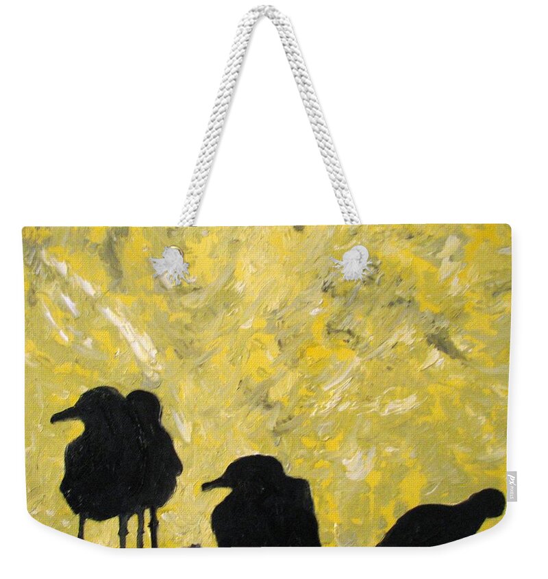 Birds Weekender Tote Bag featuring the painting Morning Birds by Patricia Arroyo