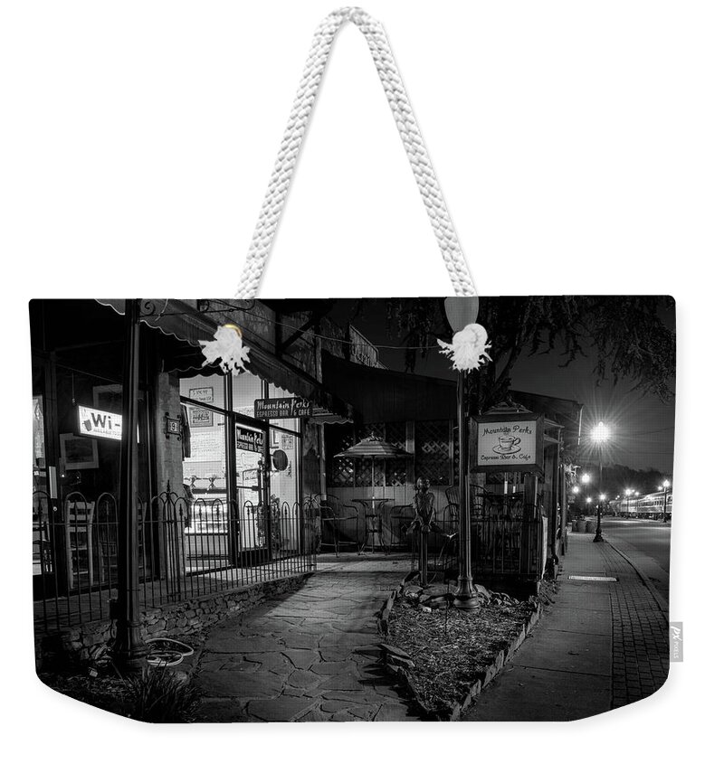 Bryson City Weekender Tote Bag featuring the photograph Morning Coffee In Black and White by Greg and Chrystal Mimbs