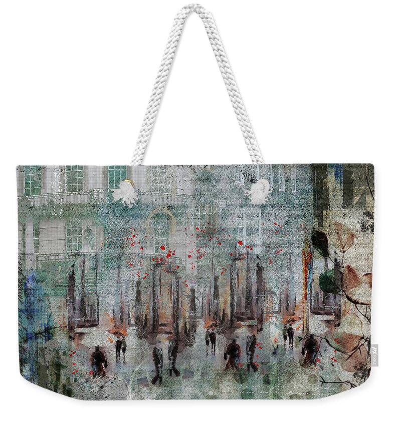 London Weekender Tote Bag featuring the mixed media Morning Dance by Nicky Jameson