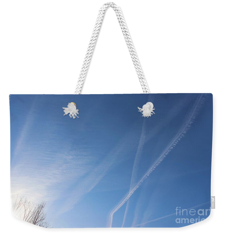 Sky Weekender Tote Bag featuring the photograph Morning Flights by Karen Adams