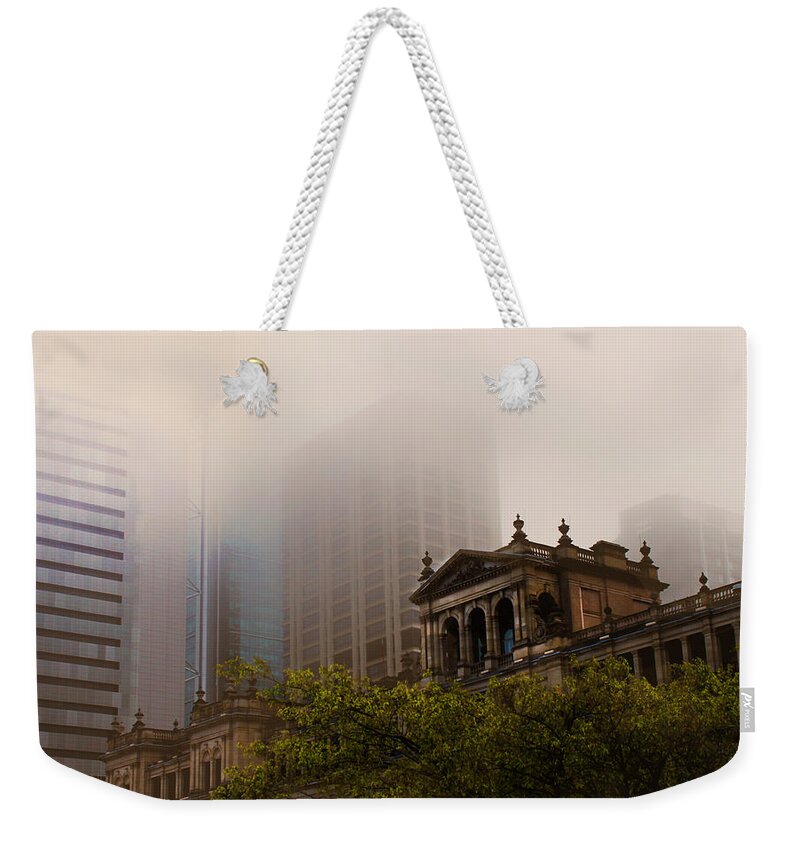 Treasury Weekender Tote Bag featuring the photograph Morning Fog over the Treasury by Susan Vineyard